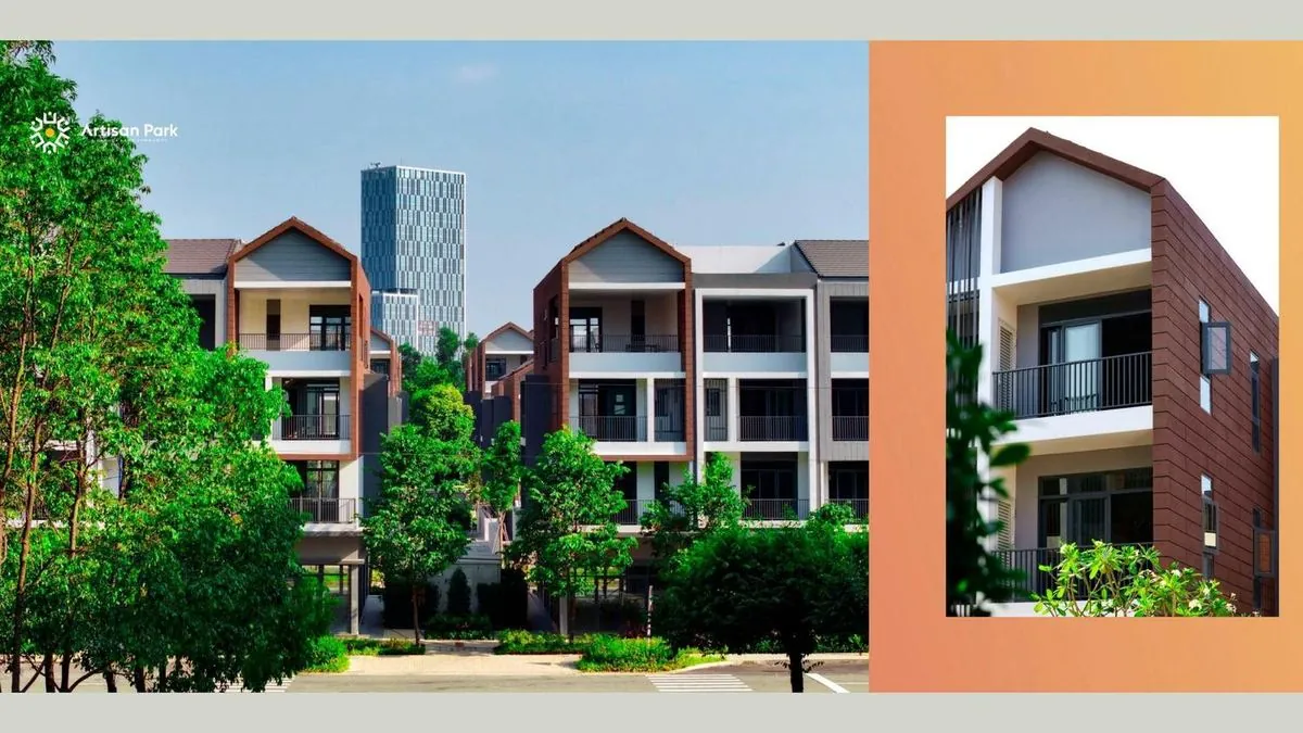 Nhà phố Artisan Park — mặt đứng chú trọng ánh sáng và thông gió